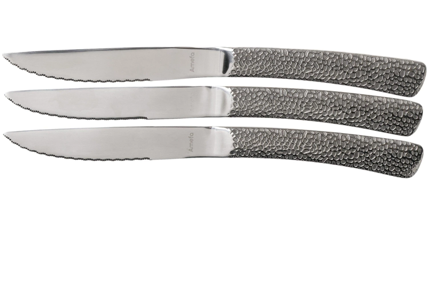 Amefa Bongo 2465 Hamered Set De 3 Couteaux à Steak 3 Amefa Bongo 2465 Hamered Set De 3 Couteaux à Steak