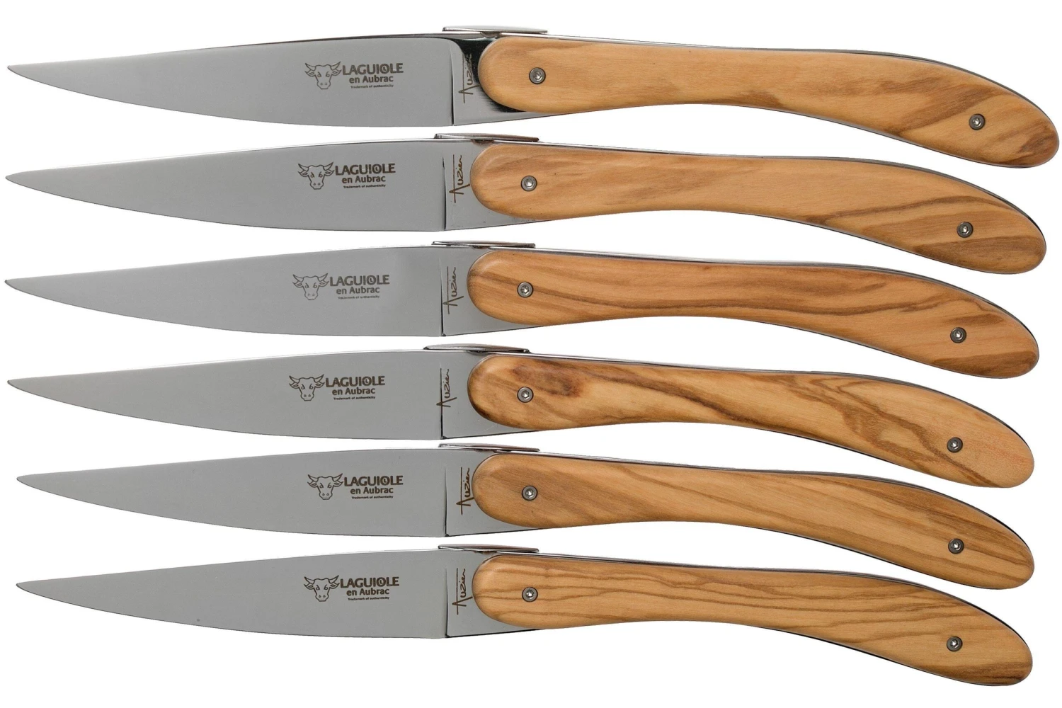 Laguiole En Aubrac Ecir Set De Couteaux à Steak 6 Pièces En Bois D'olivier 3 Laguiole En Aubrac Ecir Set De Couteaux à Steak 6 Pièces En Bois D'olivier