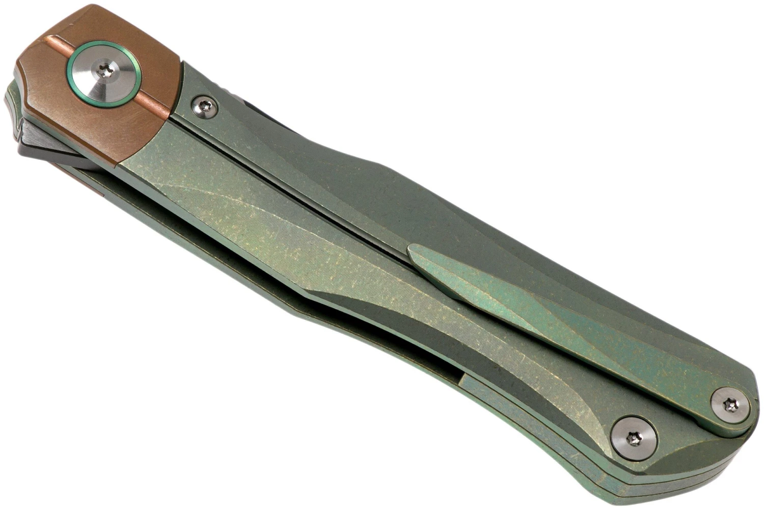 Bestech Thyra BT2106E Green Stonewashed Titanium, Copper Bolster, Two Tone Black Couteau De Poche, Kombou Design 6 Bestech Thyra BT2106E Green Stonewashed Titanium, Copper Bolster, Two Tone Black Couteau De Poche, Kombou Design – Image 4