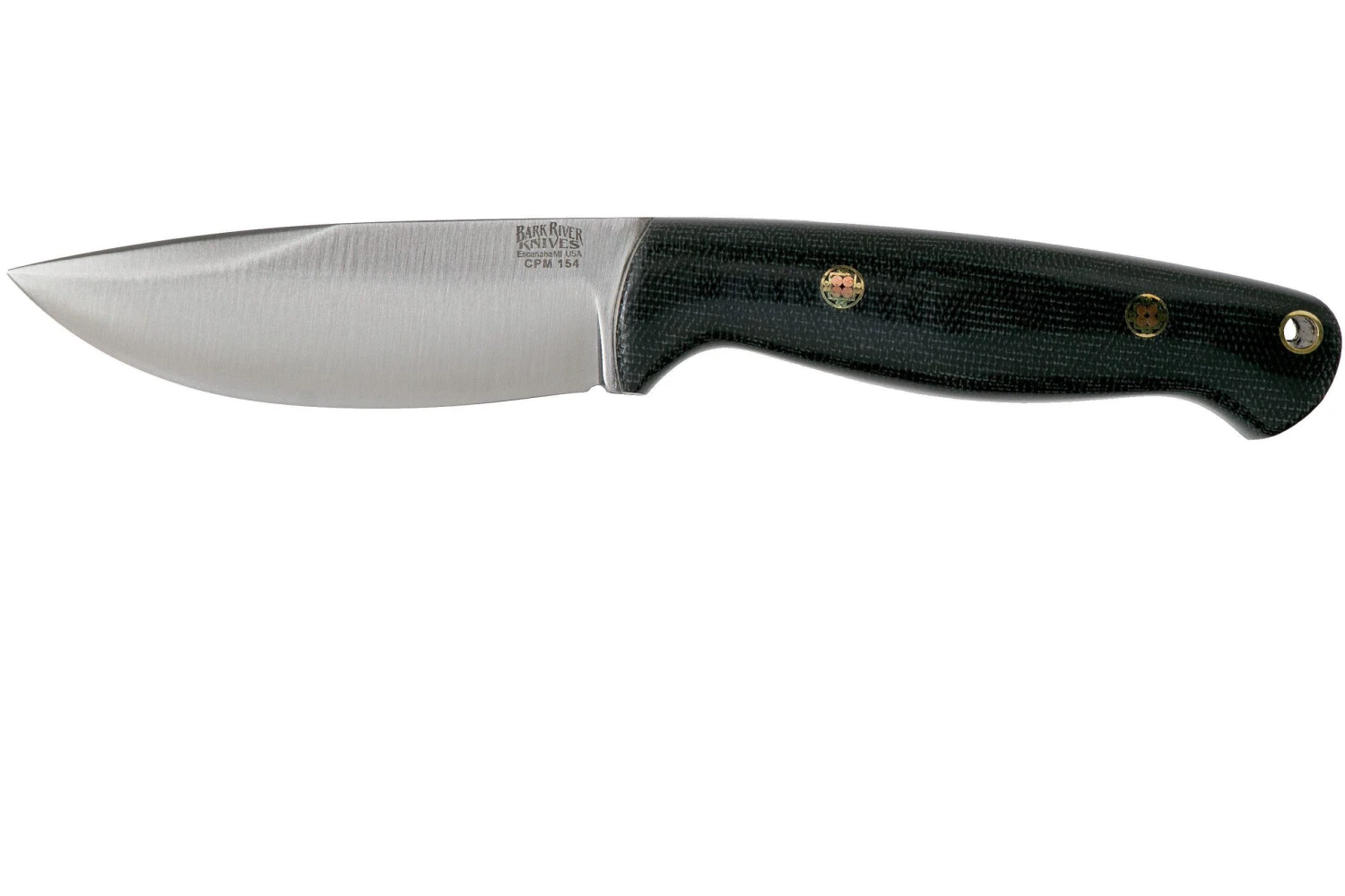 Bark River North Country EDC CPM 154, Black Canvas Micarta, Mosaic Pins Couteau Fixe 3 Bark River North Country EDC CPM 154, Black Canvas Micarta, Mosaic Pins Couteau Fixe