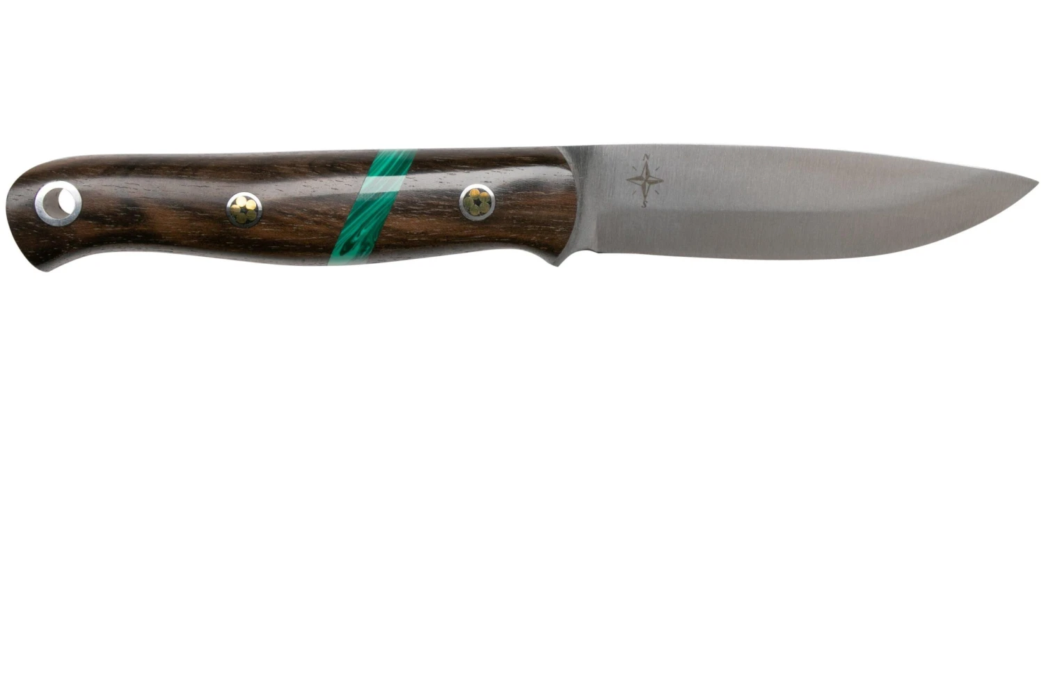 Bark River Ultra-Lite Bushcrafter CPM 3V Zericote, Jade Malachite Spacer, Black Liners, Mosaic Pins 4 Bark River Ultra-Lite Bushcrafter CPM 3V Zericote, Jade Malachite Spacer, Black Liners, Mosaic Pins – Image 2