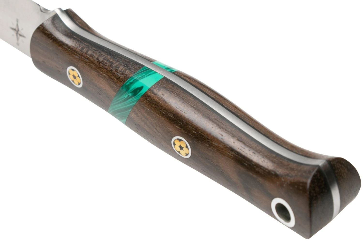 Bark River Ultra-Lite Bushcrafter CPM 3V Zericote, Jade Malachite Spacer, Black Liners, Mosaic Pins 6 Bark River Ultra-Lite Bushcrafter CPM 3V Zericote, Jade Malachite Spacer, Black Liners, Mosaic Pins – Image 4