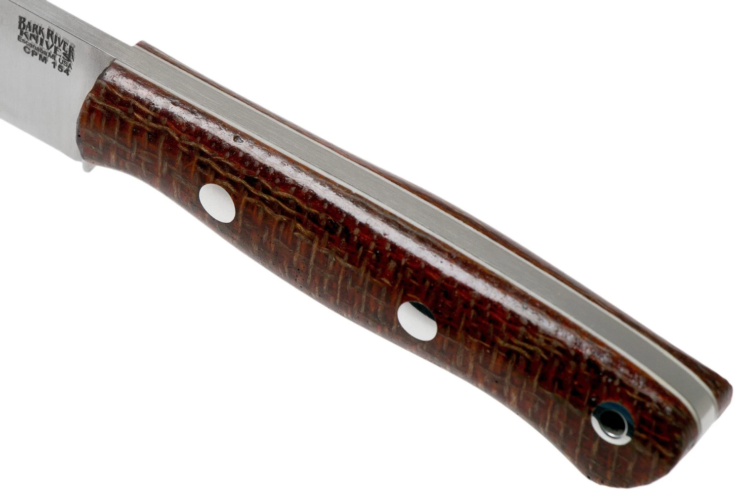 Bark River Mini Aurora CPM 154, Terracotta Burlap Micarta 7 Bark River Mini Aurora CPM 154, Terracotta Burlap Micarta – Image 5