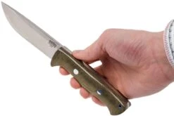 Bark River Bravo 1 A2 Rampless, Green Canvas Micarta, Brown Sheath -Victorinox Boutique BRK07 111GNC RS 06 bark river brk07 111gnc rs 06