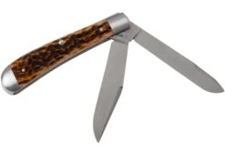 Case HT Trapper, Brown Bone, 154CM, Peach Seed Jig, 10774, TB622021 Couteau De Poche, Tony Bose Design -Victorinox Boutique CE10774 02 case