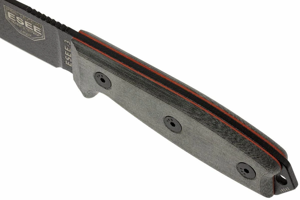 ESEE Model 3 Black Blade, Grey Handle 3P-MB-B Avec étui + Clip Et MOLLE-back 6 ESEE Model 3 Black Blade, Grey Handle 3P-MB-B Avec étui + Clip Et MOLLE-back – Image 4