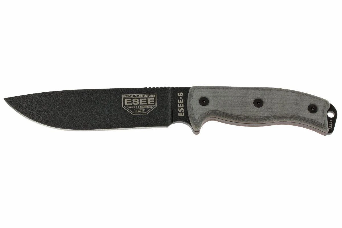 ESEE Model 6 Black Blade, Grey Handle 6P-KO Couteau De Survie Sans étui 3 ESEE Model 6 Black Blade, Grey Handle 6P-KO Couteau De Survie Sans étui