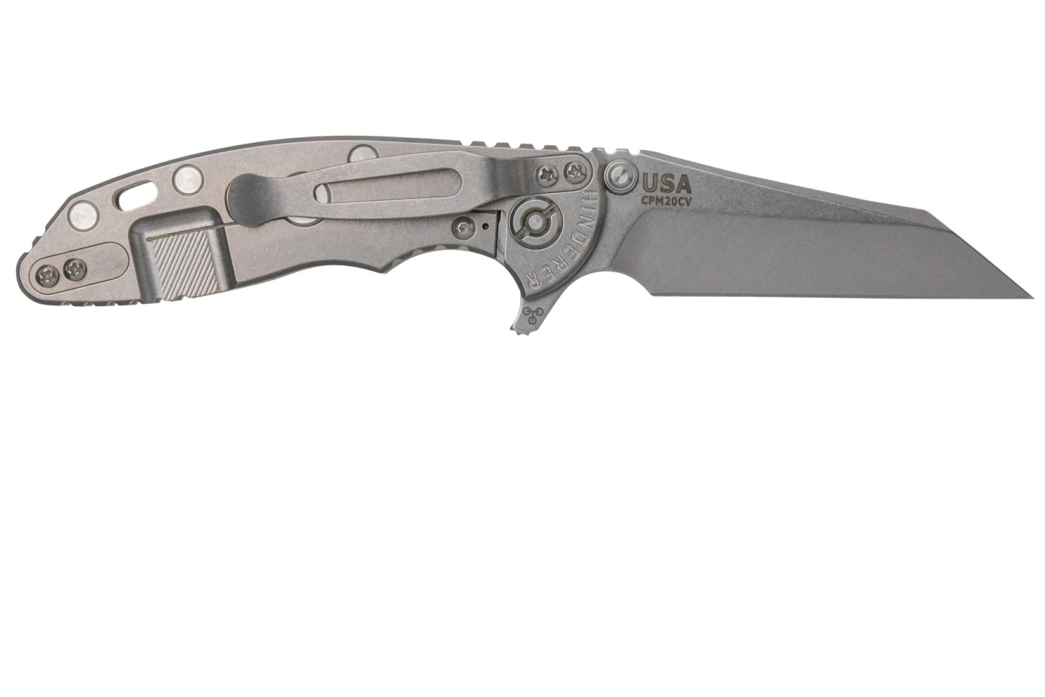 Rick Hinderer XM-18 3" Wharncliffe 20CV Stonewash, Translucent G10, Couteau De Poche 4 Rick Hinderer XM-18 3" Wharncliffe 20CV Stonewash, Translucent G10, Couteau De Poche – Image 2