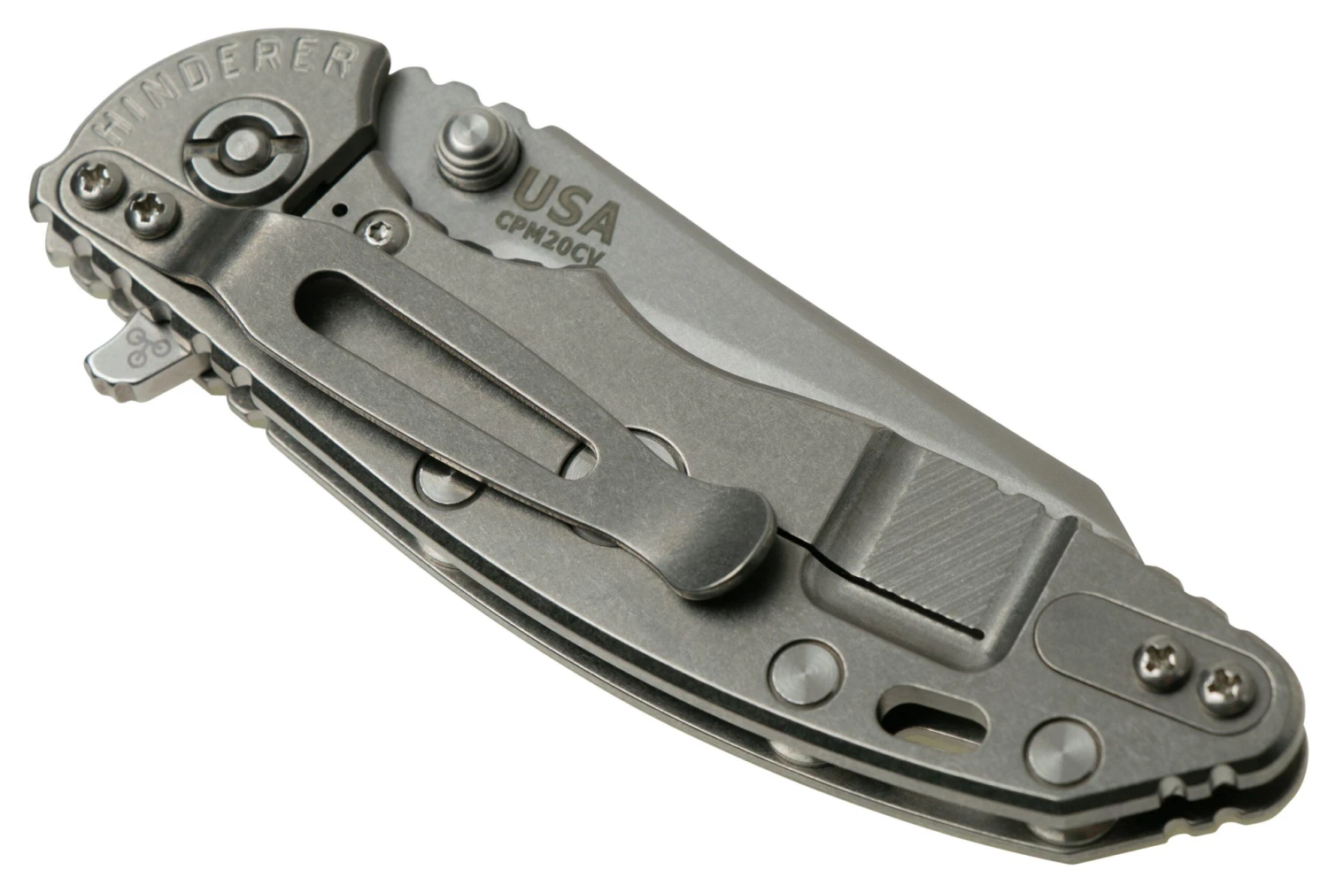 Rick Hinderer XM-18 3" Wharncliffe 20CV Stonewash, Translucent G10, Couteau De Poche 6 Rick Hinderer XM-18 3" Wharncliffe 20CV Stonewash, Translucent G10, Couteau De Poche – Image 4