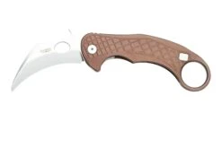 LionSteel L.E.One LE1-A-ES MagnaCut, Satin, Earth Brown Aluminium, Couteau De Poche Karambit