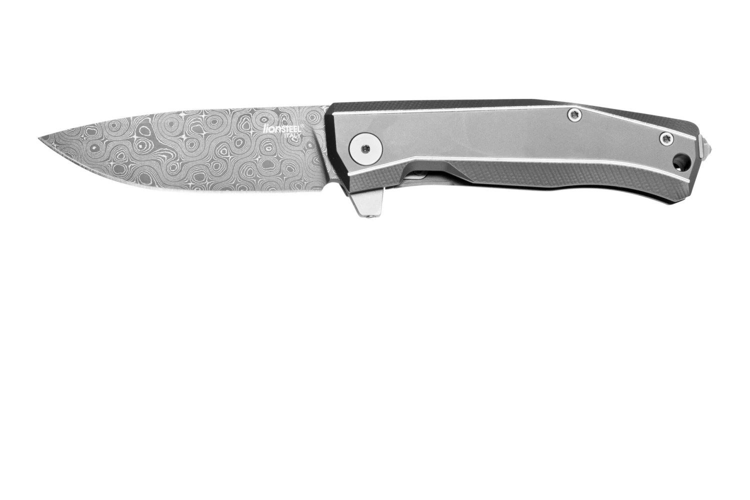 LionSteel Myto Damascus, Grey Titanium MT01D-GY Couteau De Poche, Molletta Design 3 LionSteel Myto Damascus, Grey Titanium MT01D-GY Couteau De Poche, Molletta Design