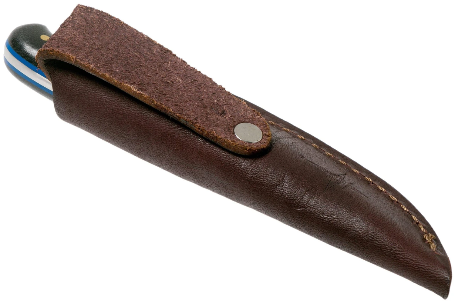 LT Wright Patriot, A2, Polished Black Micarta, Blue Liners, Leather Sheath, Couteau D'outdoor 9 LT Wright Patriot, A2, Polished Black Micarta, Blue Liners, Leather Sheath, Couteau D'outdoor – Image 7