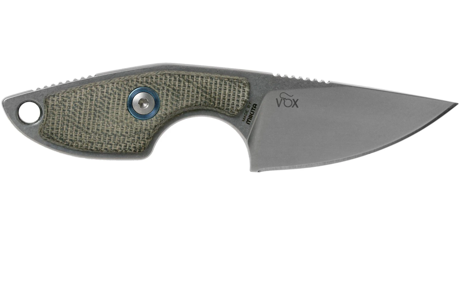 MKM Mikro 1 Drop, Stonewashed Green Canvas Micarta Couteau De Cou, Jesper Voxnaes Design 4 MKM Mikro 1 Drop, Stonewashed Green Canvas Micarta Couteau De Cou, Jesper Voxnaes Design – Image 2