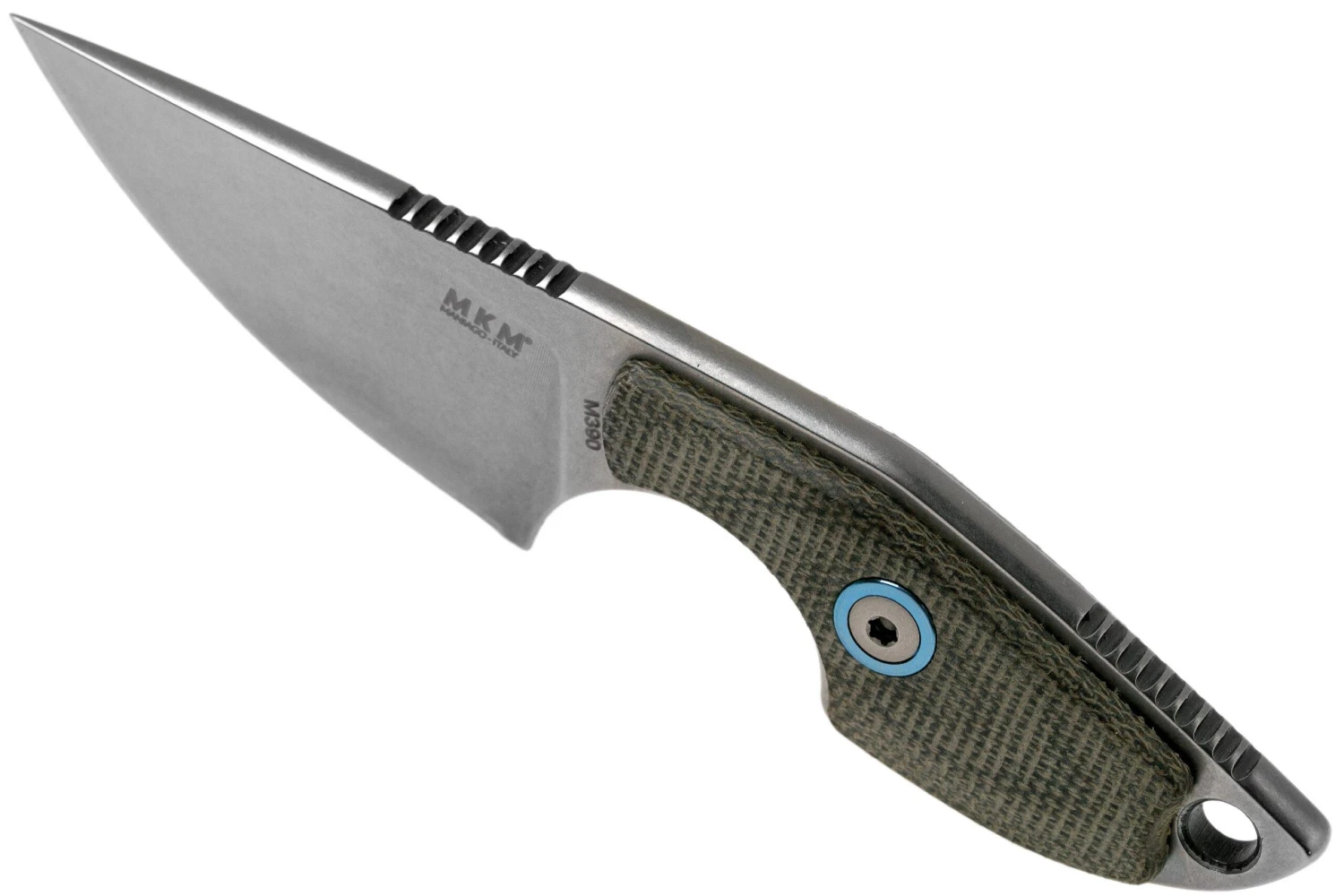 MKM Mikro 1 Drop, Stonewashed Green Canvas Micarta Couteau De Cou, Jesper Voxnaes Design 6 MKM Mikro 1 Drop, Stonewashed Green Canvas Micarta Couteau De Cou, Jesper Voxnaes Design – Image 4