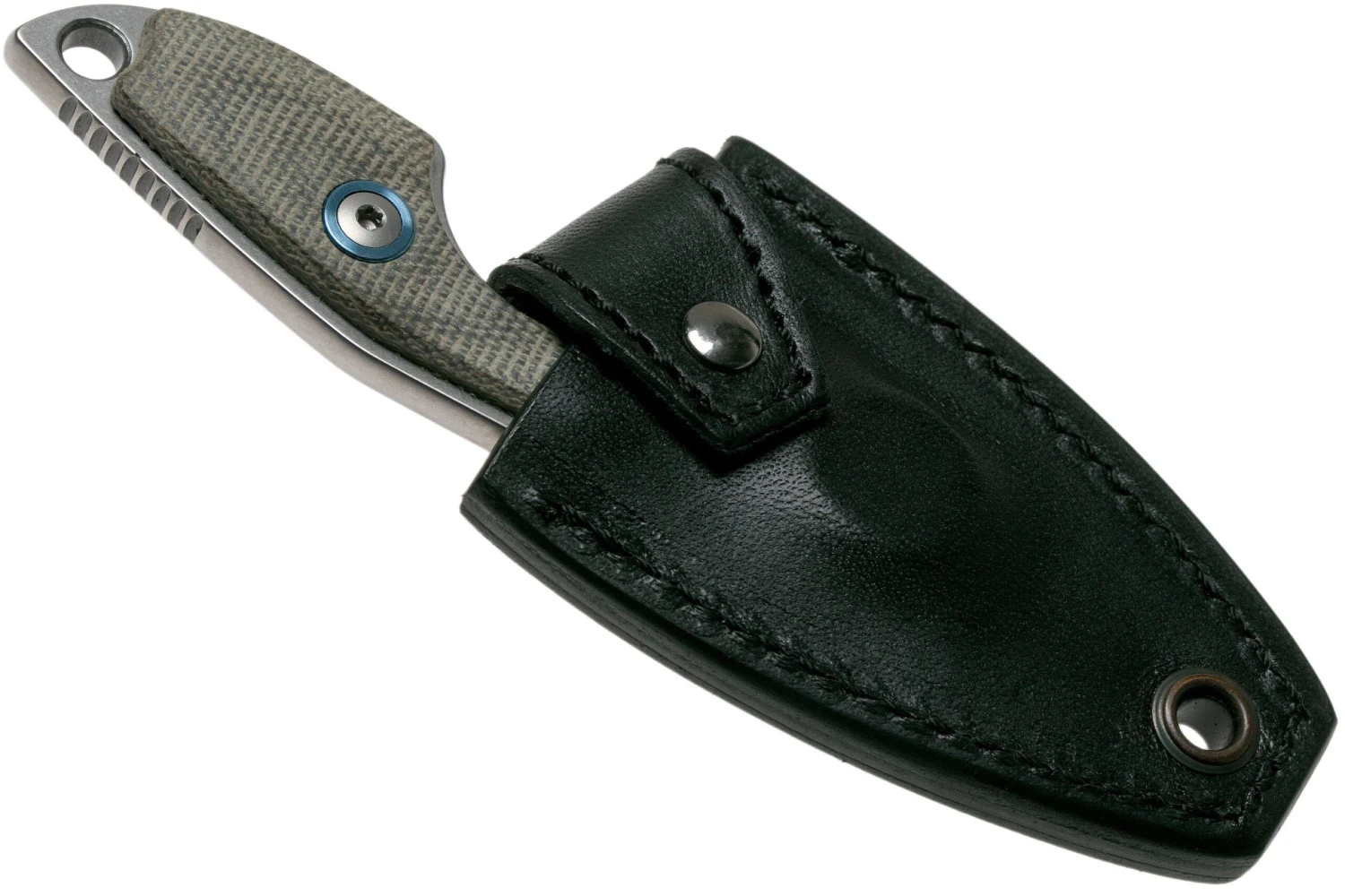 MKM Mikro 1 Drop, Stonewashed Green Canvas Micarta Couteau De Cou, Jesper Voxnaes Design 8 MKM Mikro 1 Drop, Stonewashed Green Canvas Micarta Couteau De Cou, Jesper Voxnaes Design – Image 6