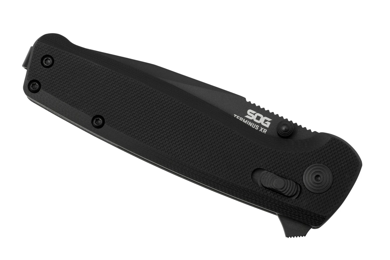 SOG Terminus XR, TM1027-BX, BLACK TiNi, Black G10, Couteau De Poche 8 SOG Terminus XR, TM1027-BX, BLACK TiNi, Black G10, Couteau De Poche – Image 6