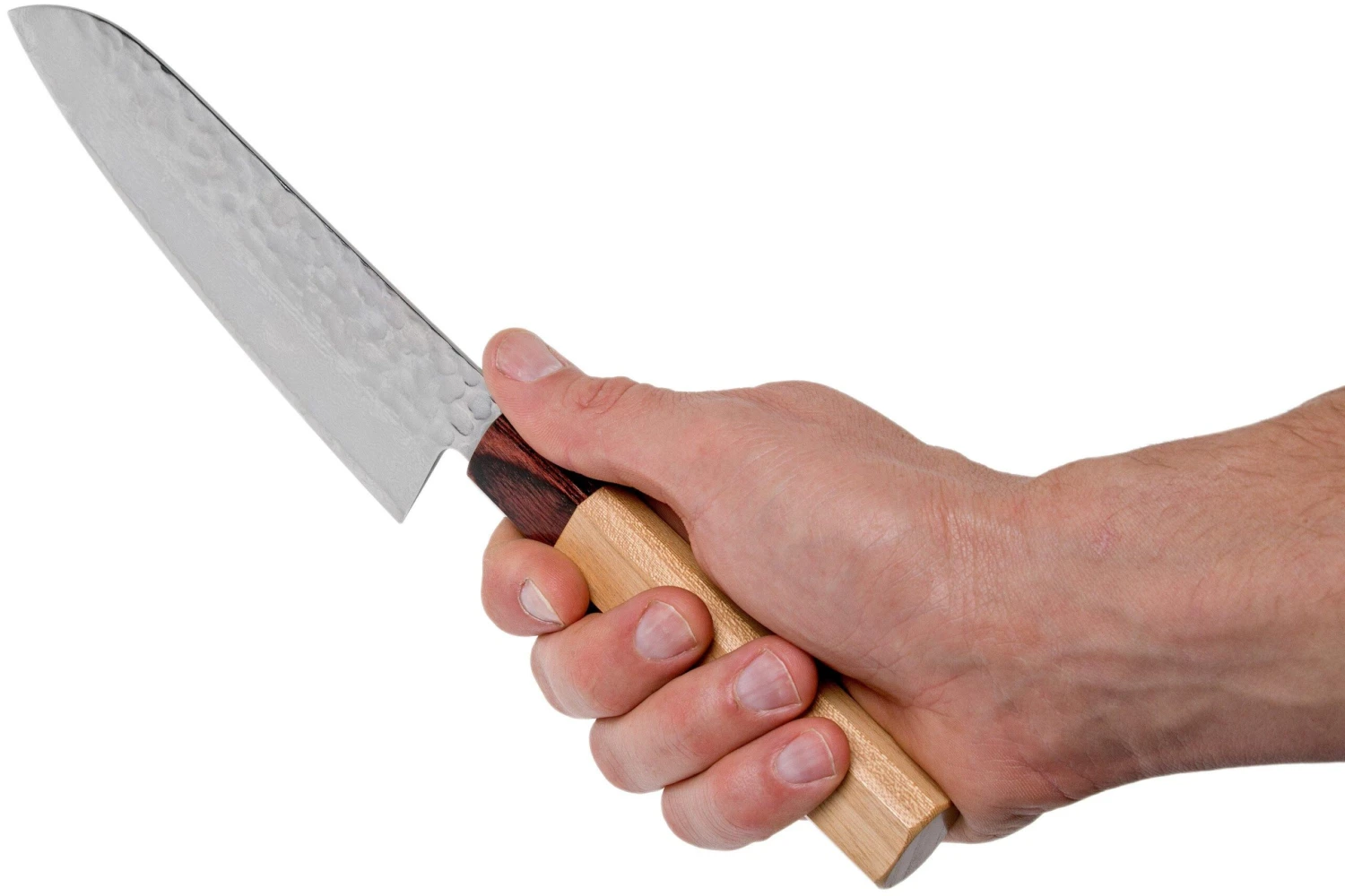 Sakai Takayuki Santoku 33-Layer Damascus Hammered WA 17 Cm 8 Sakai Takayuki Santoku 33-Layer Damascus Hammered WA 17 Cm – Image 6