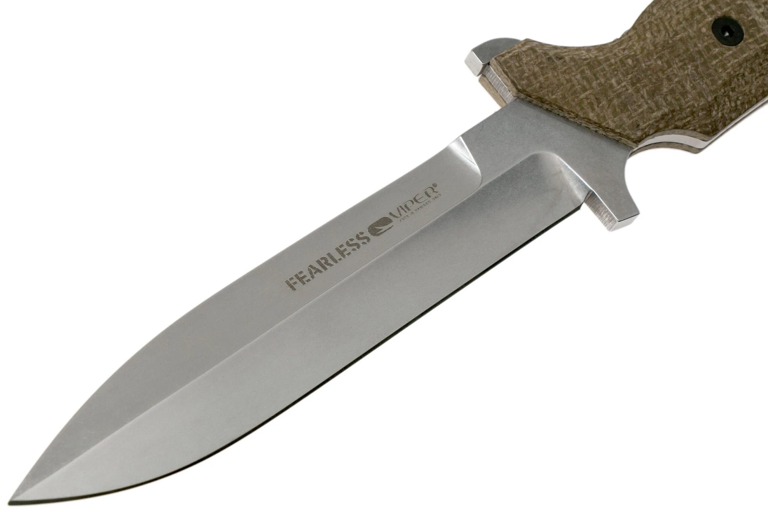 Viper Fearless VT4018CG Sleipner Stonewashed, Green Canvas Micarta, Couteau Fixe, Rumici Design 5 Viper Fearless VT4018CG Sleipner Stonewashed, Green Canvas Micarta, Couteau Fixe, Rumici Design – Image 3