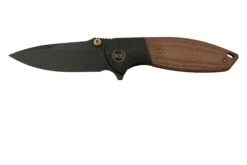 WE Knife Nitro Mini WE22015-4, Black Titanium, Brown Micarta Inlay, CPM 20CV Couteau De Poche